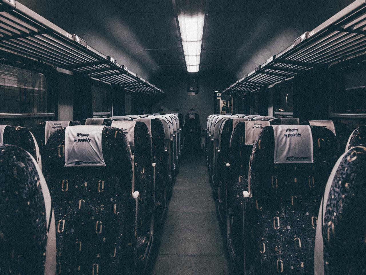 chairs in a dark bus