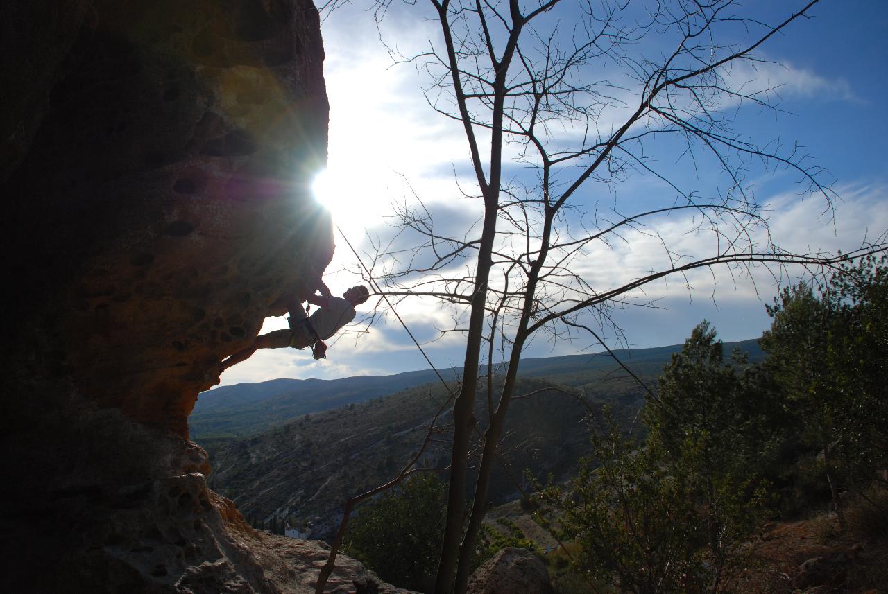 A man climbing a mountain