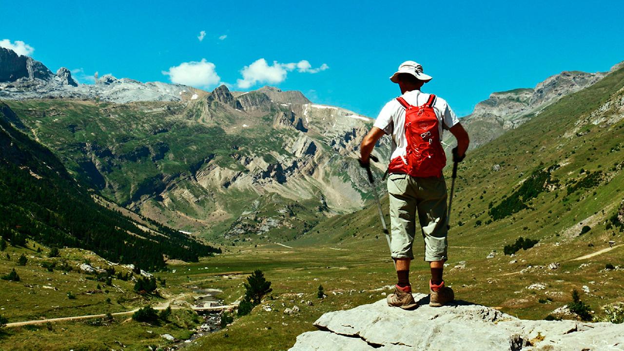 a man hiking