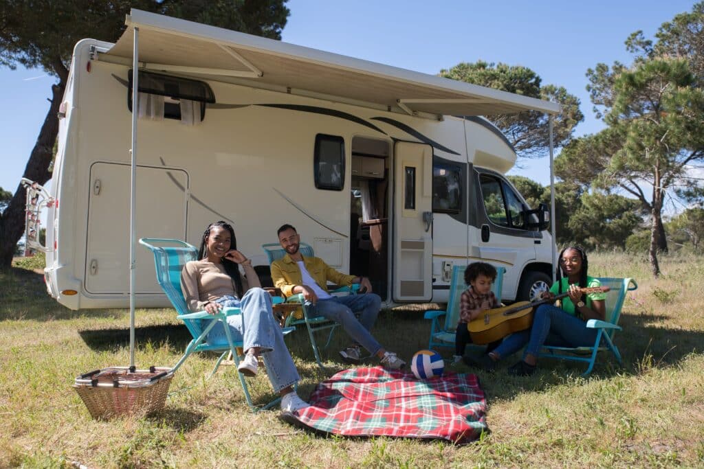 Family in camper home