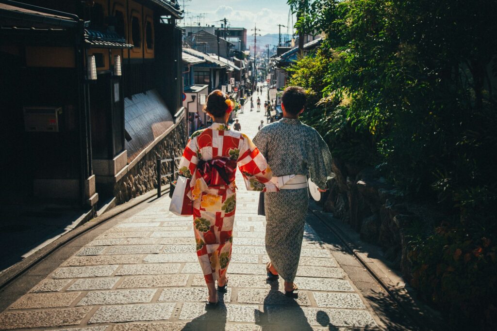 a couple in kyoto japan