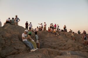 tourists on a hill in athens