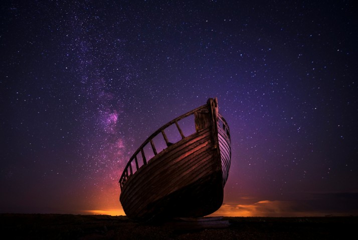 boat and stars in Dungeness, United Kingdom