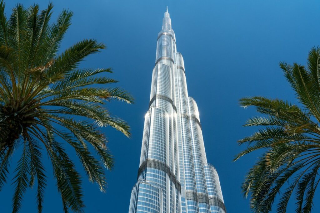 The Burj Khalifa, currently the tallest building in the world. Located in Dubai