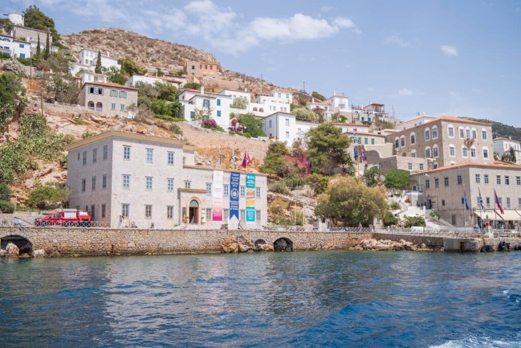 houses at the coast of hydra, greece
