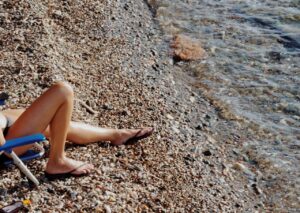 woman lounging in corfu0