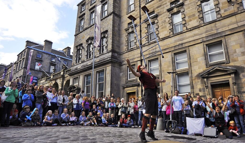 man performing on the street Edinburgh Festival Fringe​