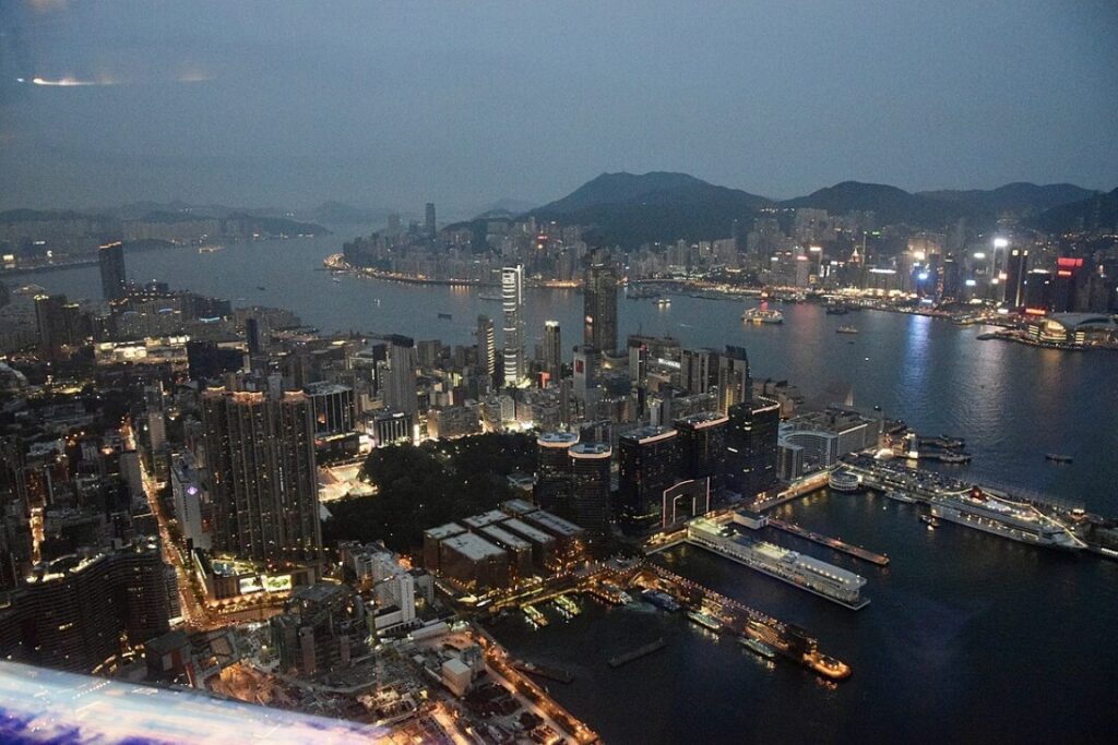 Hongkong Victoria Harbour View from Sky