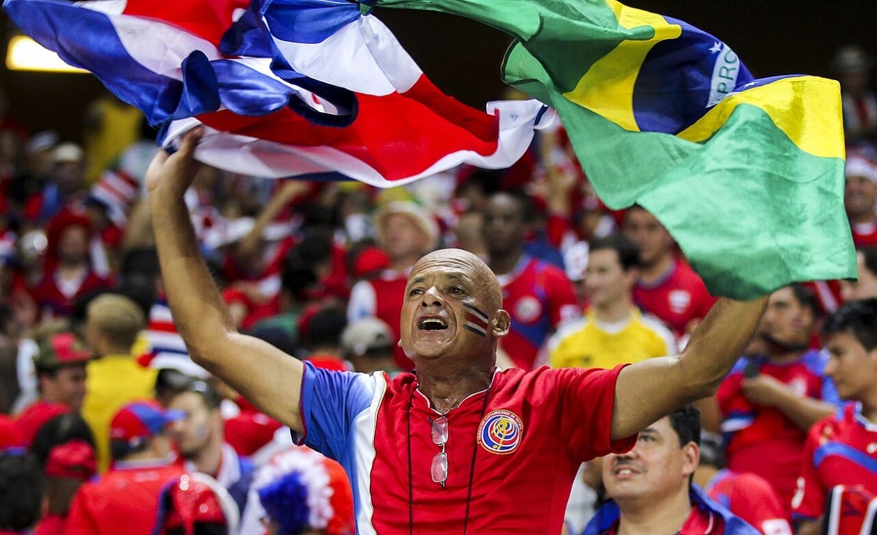 fifaworld cup fan waving country flags