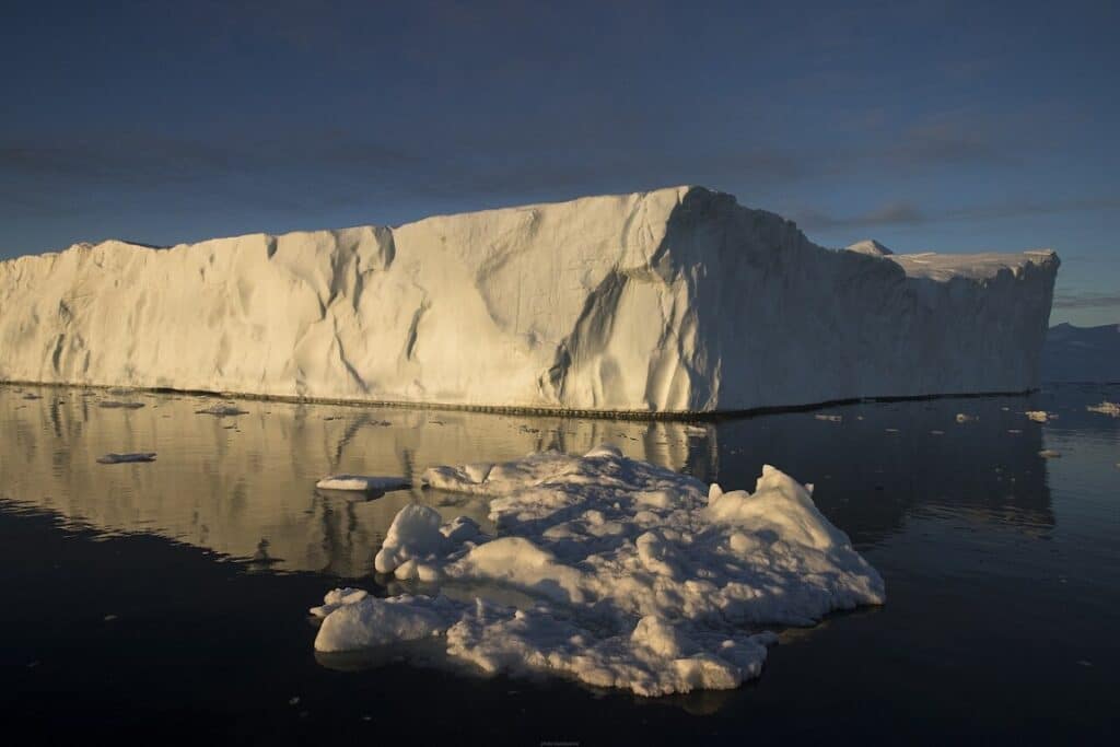 panoramic view of icebergs in greenland