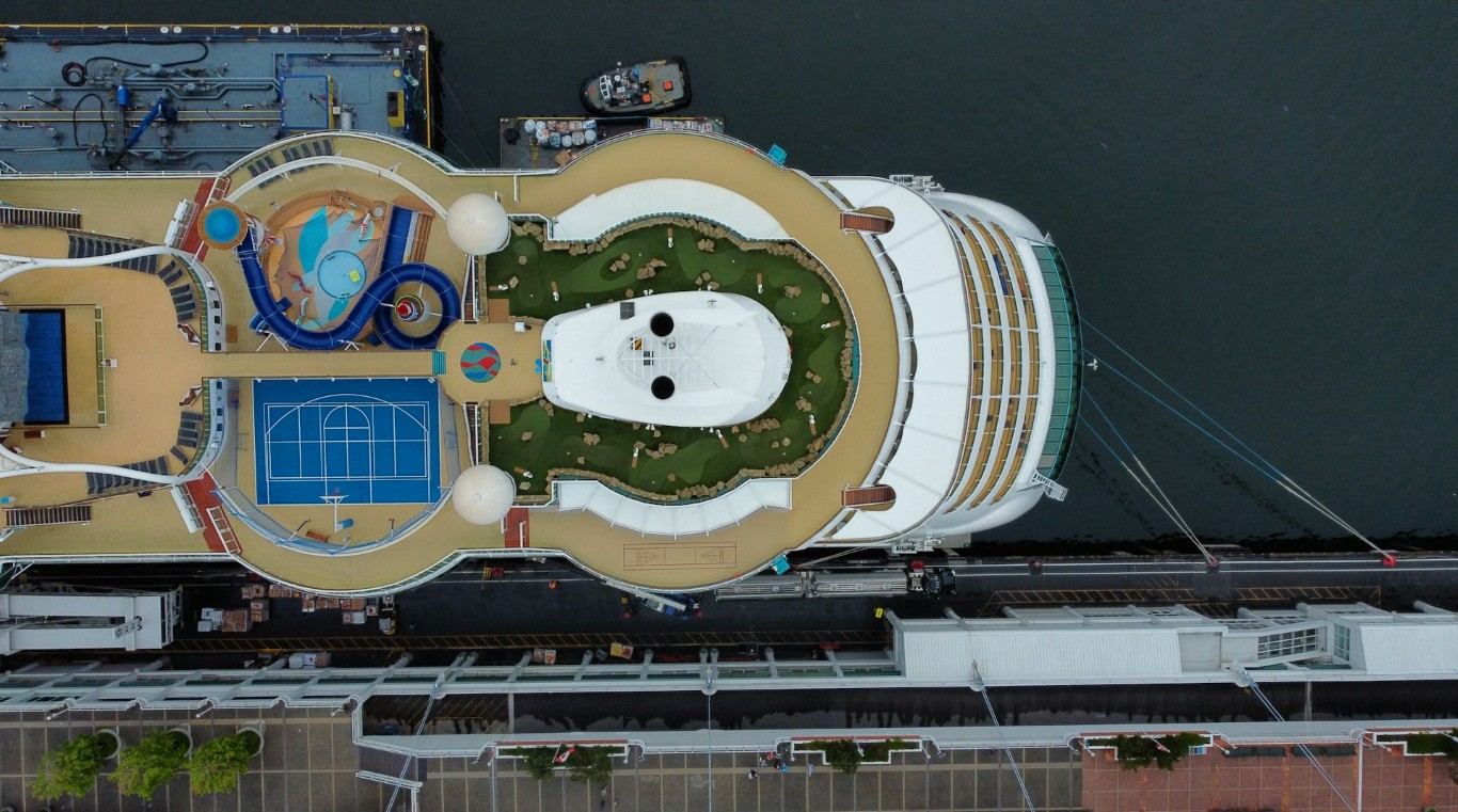 top view of cruise ship